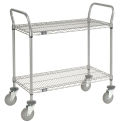 Nexel Utility Cart w/2 Shelves & Poly Casters, 1200 lb. Capacity, 42"L x 21"W x 39"H, Silver