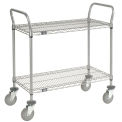 Nexel Utility Cart w/2 Shelves & Poly Casters, 1200 lb. Capacity, 36"L x 21"W x 39"H, Silver