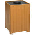 Square Recycled Plastic Receptacle W/ Liner, 32 Gallon, Cedar