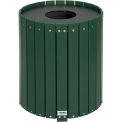 Round Recycled Plastic Receptacle W/ Liner, 32 Gallon, Green
