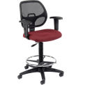 Drafting Stool, Fabric, Red, Adjustable Arms, Mid Back