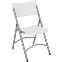 Folding Chair, Blow Molded Resin, White, Armless, Mid Back - Pkg Qty 4