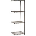 Nexel Black Epoxy, 4 Tier, Wire Shelving Add-On Unit, 54"W x 21"D x 86"H