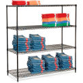 Nexel Black Epoxy, 4 Tier, Wire Shelving Starter Unit, 72&quot;W x 14&quot;D x 74&quot;H