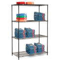 Nexel Black Epoxy, 4 Tier, Wire Shelving Starter Unit, 48&quot;W x 21&quot;D x 54&quot;H