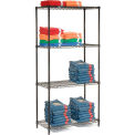 Nexel Black Epoxy, 4 Tier, Wire Shelving Starter Unit, 36&quot;W x 14&quot;D x 63&quot;H