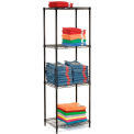Nexel Black Epoxy, 4 Tier, Wire Shelving Starter Unit, 24&quot;W x 14&quot;D x 63&quot;H
