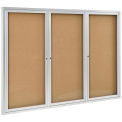 3 Door Enclosed Bulletin Board, Cork, Aluminum Frame. 72&quot; x 48&quot;