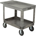 Plastic 2 Tray Shelf Industrial Strength Service & Utility Cart, 44&rdquo; x 25-1/2&rdquo;, 8&quot; Pneumatic wheels