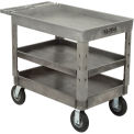 Plastic 3 Tray Shelf Industrial Strength Service & Utility Cart, 44&rdquo; x 25-1/2&rdquo;, 8&quot; Pneumatic Wheels