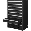Modular 9 Drawer Cabinet with Lock, w/o Dividers, 36&quot;Wx24&quot;Dx57&quot;H, Black