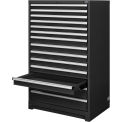 Modular 14 Drawer Cabinet with Lock, w/o Dividers, 36&quot;Wx24&quot;Dx57&quot;H Black