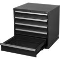 Modular 5 Drawer Cabinet with Lock w/o Dividers, 30&quot;Wx27&quot;Dx29-1/2&quot;H, Black