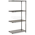 Nexel Black Epoxy, 4 Tier, Wire Shelving Add-On Unit, 48"W x 14"D x 74"H