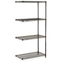 Nexel Black Epoxy, 4 Tier, Wire Shelving Add-On Unit, 30"W x 14"D x 86"H