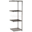 Nexel Black Epoxy, 4 Tier, Wire Shelving Add-On Unit, 24&quot;W x 24&quot;D x 86&quot;H