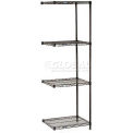 Nexel Black Epoxy, 4 Tier, Wire Shelving Add-On Unit, 48&quot;W x 18&quot;D x 86&quot;H