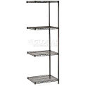Nexel Black Epoxy, 4 Tier, Wire Shelving Add-On Unit, 24&quot;W x 18&quot;D x 86&quot;H