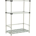 Nexel Poly-Z-Brite 3-Shelf Container/Keg Rack w/ 2-Solid Shelves, 60&quot;W x 18&quot;D x 54&quot;H