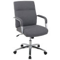 High Back Fabric Task Chair, Charcoal Gray, Fixed Arms, High Back