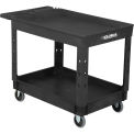 Industrial Service & Utility Cart, Plastic 2 Tray Black Shelf, 44” x 25-1/2”, 5" Rubber Casters