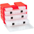 Plano StowAway Drawer Rack System, (3) L (2) S Boxes, 16&quot;L x 12&quot;W x 10&quot;H, Red/Clear - Pkg Qty 4