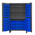 Durham Storage Bin Cabinet JC-137-3S-5295 - 137 Blue Hook-On Bins 3 Adj. Shelves 48&quot;W x 24&quot;D x 78&quot;H