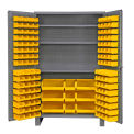 Durham Storage Bin Cabinet JC-137-3S-95 - 137 Yellow Hook-On Bins 3 Adj. Shelves 48&quot;W x 24&quot;D x 78&quot;H