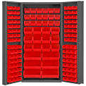 Durham Storage Bin Cabinet DC-BDLP-132-1795 - 132 Red Hook-On Bins 36&quot;W x 24&quot;D x 72&quot;H