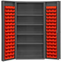 Durham Storage Bin Cabinet DC-DLP-96-4S-1795 - 96 Red Hook-On Bins 4 Adj. Shelves 36&quot;W x 24&quot;D x 72&quot;H