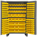 Durham Storage Bin Cabinet JC-171-95 - 171 Yellow Hook-On Bins 48&quot;W x 24&quot;D x 78&quot;H