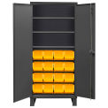 Durham Storage Bin Cabinet 3702-16-3S-95 - 16 Yellow Hook-On Bins 3 Adj. Shelves 36&quot;W x 24&quot;D x 78&quot;H