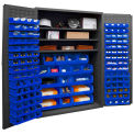 Durham Storage Bin Cabinet 3502-138-3S-5295 - 138 Blue Hook-On Bins 3 Adj. Shelves 48&quot;Wx24&quot;Dx72&quot;H