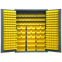 Durham Storage Bin Cabinet SSC-227-NL-95 - 227 Yellow Hook-On Bins 60&quot;W x 24&quot;D x 78&quot;H