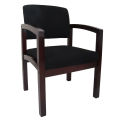 Fabric Guest Chair with Wood Frame, Black with Cherry Frame