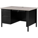 48"W x 30"D Steel Teachers Desk, Gray Top with Black Frame