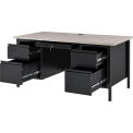 60&quot;W x 30&quot;D Steel Teachers Desk, Gray Top with Black Frame