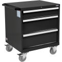 Global Industrial Mobile Modular Drawer Cabinet, 3 Drawers, w/Lock, 30&quot;Wx27&quot;Dx37&quot;H, Black