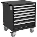 Global Industrial Mobile Modular Drawer Cabinet, 7 Drawers, w/Lock, 30&quot;Wx27&quot;Dx37&quot;H, Black