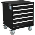 Global Industrial Mobile Modular Drawer Cabinet, 5 Drawers, w/Lock, 30&quot;Wx27&quot;Dx37&quot;H, Black