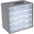 Durham Steel Compartment Box Rack with 5 of 16-Compartment Plastic Boxes, 13-1/2 x 9-1/8 x 13-1/4