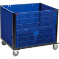 Global Industrial Easy Assembly Solid Wall Container with Drop Gate & Casters, 39-1/4x31-1/2x34