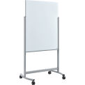 Mobile Double Sided Glass White Board, 36"W x 48"H