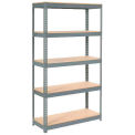 Global Industrial Extra Heavy Duty Shelving 48"W x 12"D x 60"H With 5 Shelves, Wood Deck, Gry