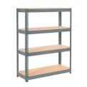 Global Industrial Extra Heavy Duty Shelving, Wood Deck, 4 Shelves, 48"Wx12"Dx60"H, Gray