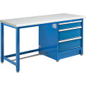 Global Industrial 72&quot;W x 30&quot;D Modular Workbench with 3 Drawers, ESD Laminate Safety Edge, Blue