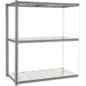 Global Industrial High Cap. Add-On Rack 72Wx36Dx84H 3 Levels Steel Deck 1000lb Per Level GRY