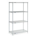 Nexel 4 Tier Chrome Wire Shelving Starter Unit, 36&quot;W x 12&quot;D x 74&quot;H