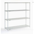 Nexel 4 Tier Chrome Wire Shelving Starter Unit, 48&quot;W x 12&quot;D x 63&quot;H