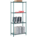 Nexel 4 Tier Wire Shelving Starter, 36W" x 12"D x 86"H, Green Epoxy Finish